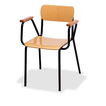 Poltroncina insegnanti con sedile, schienale e braccioli in faggio 