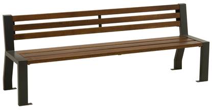 PANCHINA RIGA con supporti in acciaio, seduta e schienale in legno