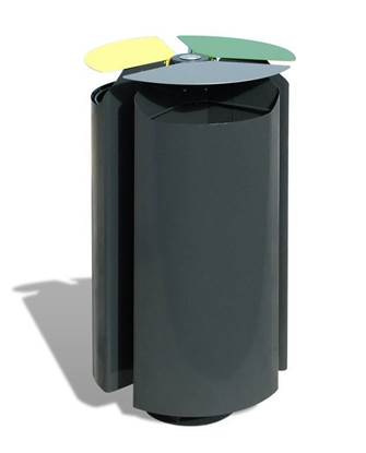 CESTONE TERNO per 3 tipologie di rifiuti con coperchi ribaltabili e anelli fermasacco