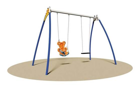 ALTALENA BEAR in acciaio con n.1 sedile orsetto adatto anche per bambini disabili e n.1 sedile piano