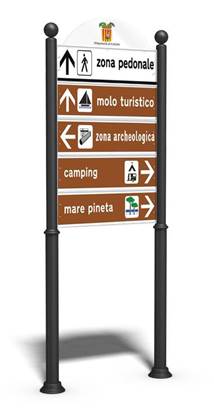 TOTEM INFORMATIVO in acciaio con n.05 lamiere cm. 25x80 personalizzate