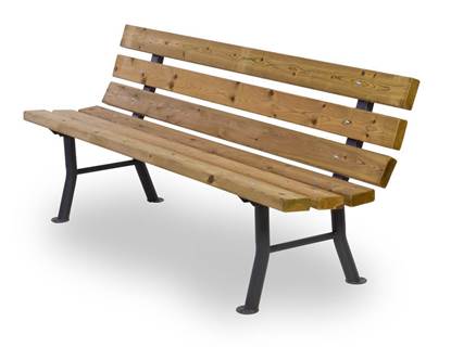 PANCHINA DESIRÈE con supporti in acciaio, seduta e schienale in legno