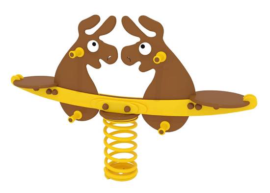 TANDEM ASINELLO A 2 POSTI a molla con sagoma in materiale plastico 