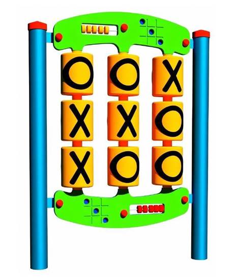 GIOCO DEL TRIS in acciaio con n.2 segnapunti posti su n.2 altezze per bambini su carrozzina e normodotati