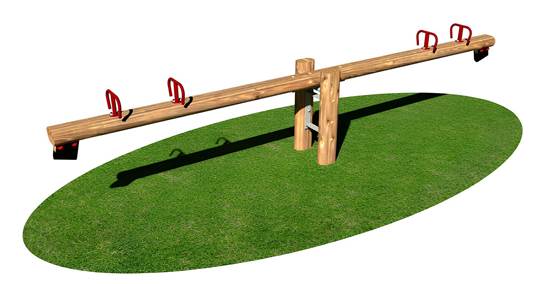 BILICO oscillante a 4 posti con trave in legno 